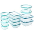 Total 24Pc Glass Food Storage Container Meal Prep Set with Plastic