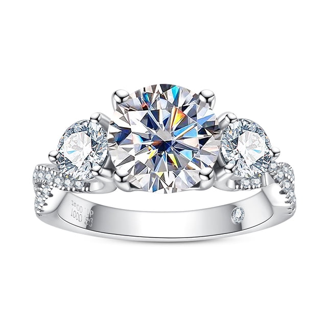 Bague De Fiançailles Moissanite 3.85 Ct - Or Blanc 14k Plaqué, Taille Asscher, Personnalisable
