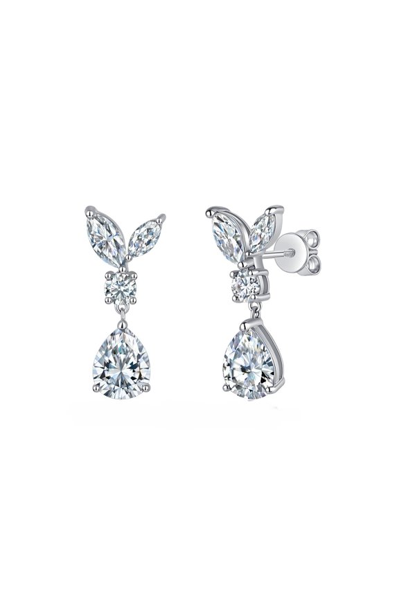 Total 5.6CT Bridal Moissanite Drop Earrings Tassel for Women Lab Grown Diamond Dangle Earrings Moissanite Cute Teardrop 925 Sterling Silver Plated with 18K White Gold 14K Gold