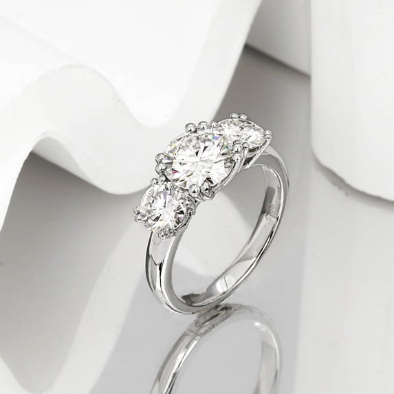 Total 5ct D Color Moissanite Three Stone Engagement Rings for Women 925 Sterling Silver Lab Diamond Jewelry