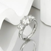 Total 5ct D Color Moissanite Three Stone Engagement Rings for Women 925 Sterling Silver Lab Diamond Jewelry