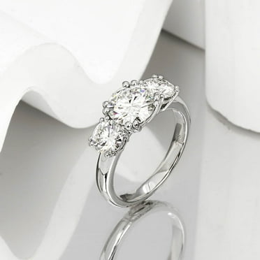 Total 5ct D Color Moissanite Three Stone Engagement Rings for Women 925 Sterling Silver Lab Diamond Jewelry