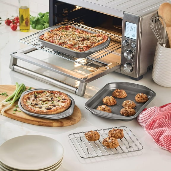 Total Bakeware Nonstick Toaster Oven & Personal Pizza Pan Baking Set, 4-Piece