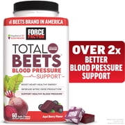 Force Factor Total Beets Blood Pressure Support, Beet Root Supplement for Nitric Oxide, Circulation, Heart Health & Energy, Acai Berry, 60 Soft Chews