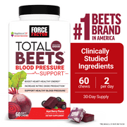 Total Beets Blood Pressure Support Soft Chews, Beetroot Gummies Alternative, Beet Supplement, 60 Chews by Force Factor