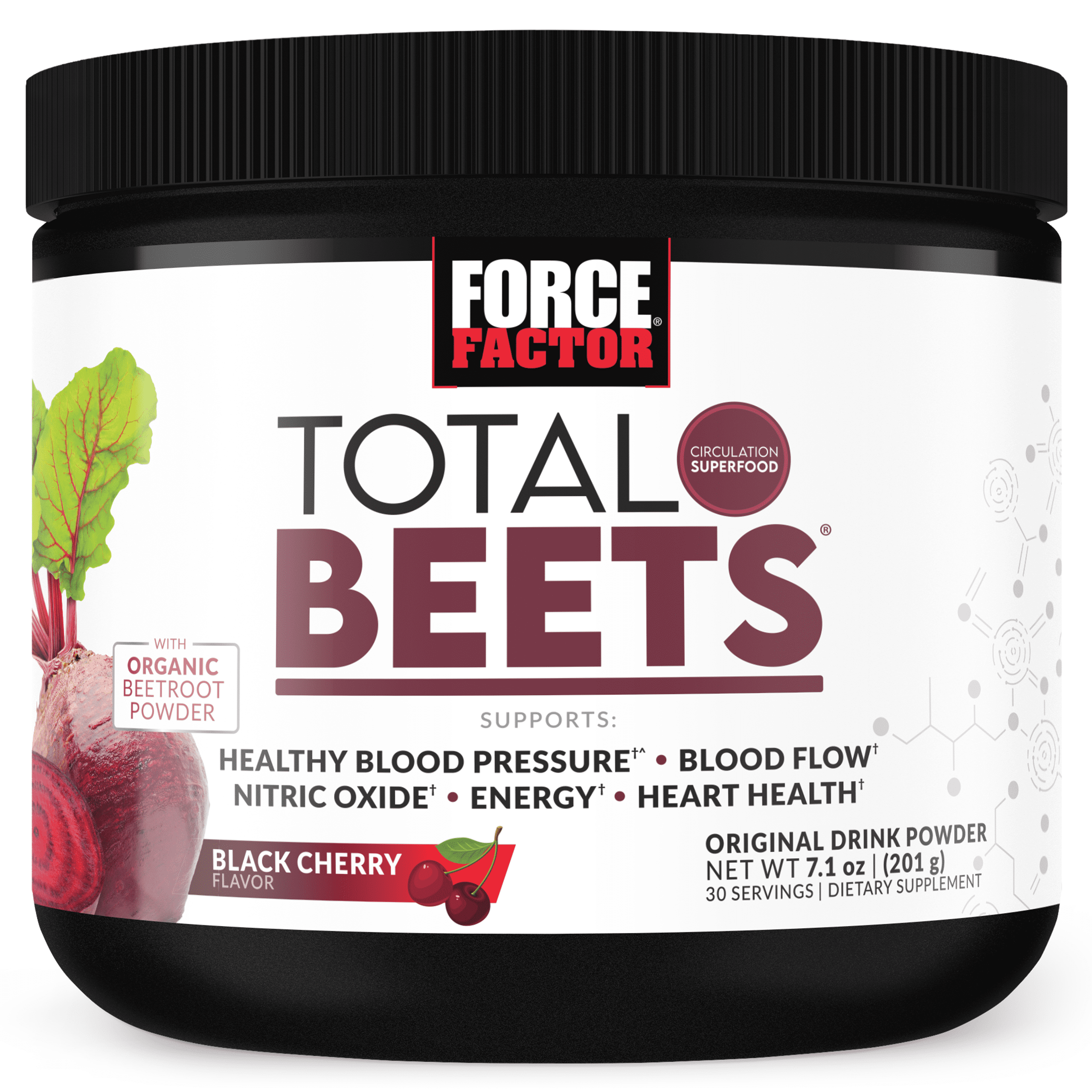 Total Beets Delicious Superfood Powder with Nitrates to Support Healthy Blood Pressure, Circulation, Blood Flow, Nitric Oxide, Energy, Stamina & Cardiovascular Heart Health, 30 Servings, Force Factor