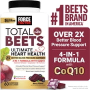 Force Factor Total Beets Ultimate Heart Health, Blood Pressure Support with CoQ10 & Beet Root for Nitric Oxide & Energy, Berry, 60 Soft Chews