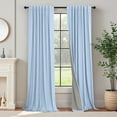 thumbnail image 1 of Total Blackout Baby Blue Linen Curtains 108 Inches Long 2 Panel Set Light Blue Pale Sky Colored Floor to Ceiling Thermal Spring Summer Curtain for Living Room Bedroom Patio Sliding Door Drape Back Tab, 1 of 18