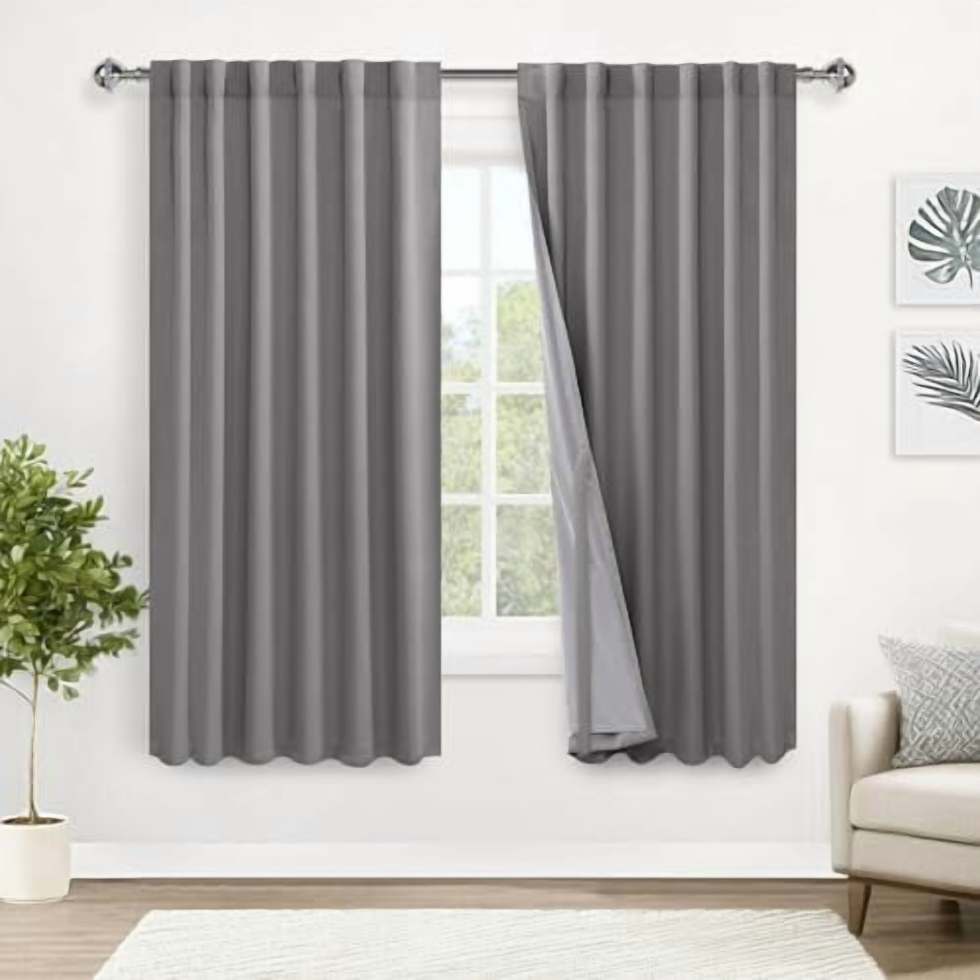 Total Blackout Curtains 63 Inches Long - Rod Pocket/Back Tab Double ...