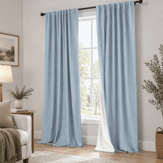 Total Blackout Linen Curta96 Inches Long For Bedroom 8 Foot Tall Heavy ...