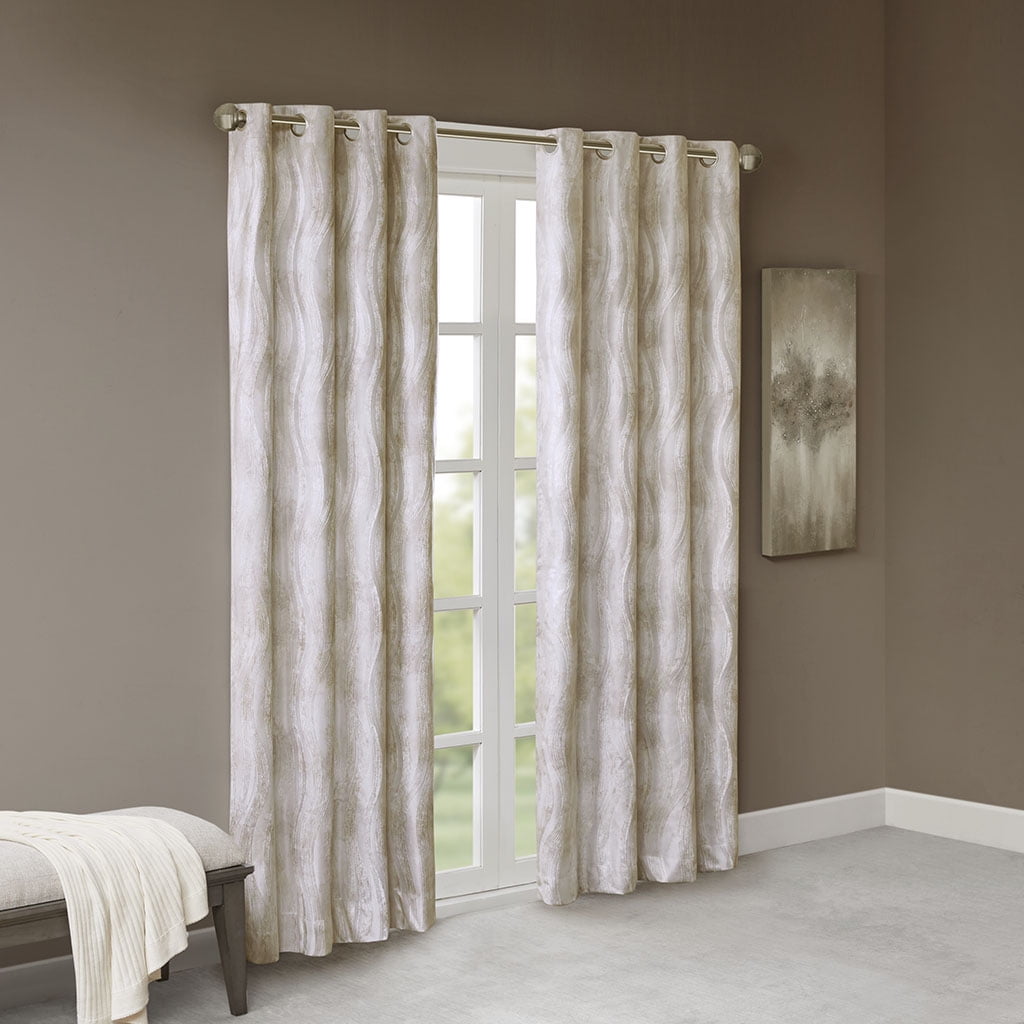 Ivory Ground Length Blackout Grommet Top Drapes