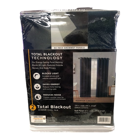Total Blackout Window Panel Pairs, Indigo, 52 in. x 84 in. Per Panel