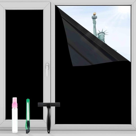 Total Blackout Window Privacy Film with Tools,Total Black 17.5"78.7"