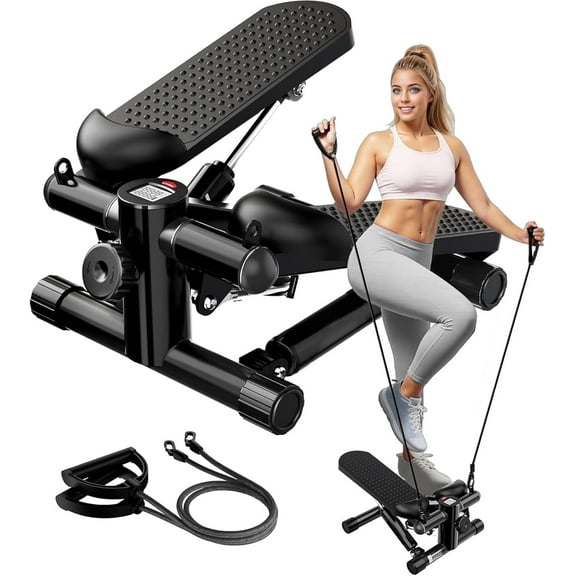 Total Body 2-in-1 Stepper Machine, Total Body Workout, Adjustable Hydraulic, Resistance Bands