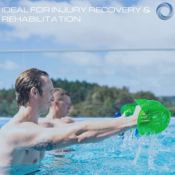 Total Body Pool Weights for Water Exercise Bundle, Polycarbonate Upper Body Bells & Padded Lower Body Fins, Aqua Therapy, Pool Exercise, Water Aerobics, Color Indicate Resistance L