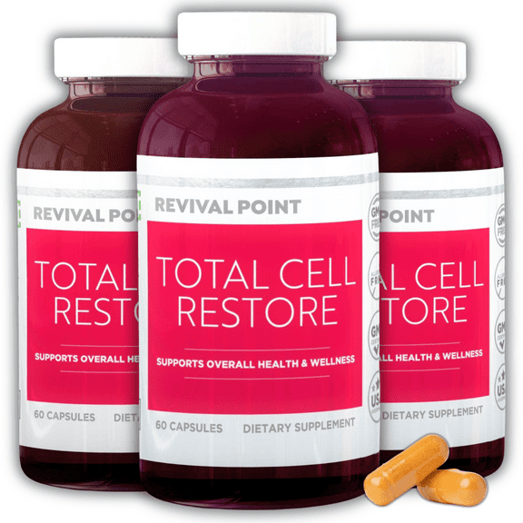 Total Cell Restore - Premium Cell Regeneration Supports Memory, Brain, Joints, Healthy Aging Revival Point 180 Count