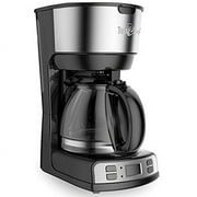 Total Chef Programmable 12-Cup Coffee Maker with Filter Black and Silver