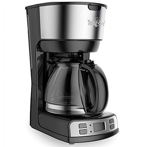 Total Chef Programmable 12-Cup Coffee Maker with Filter Black and Silver