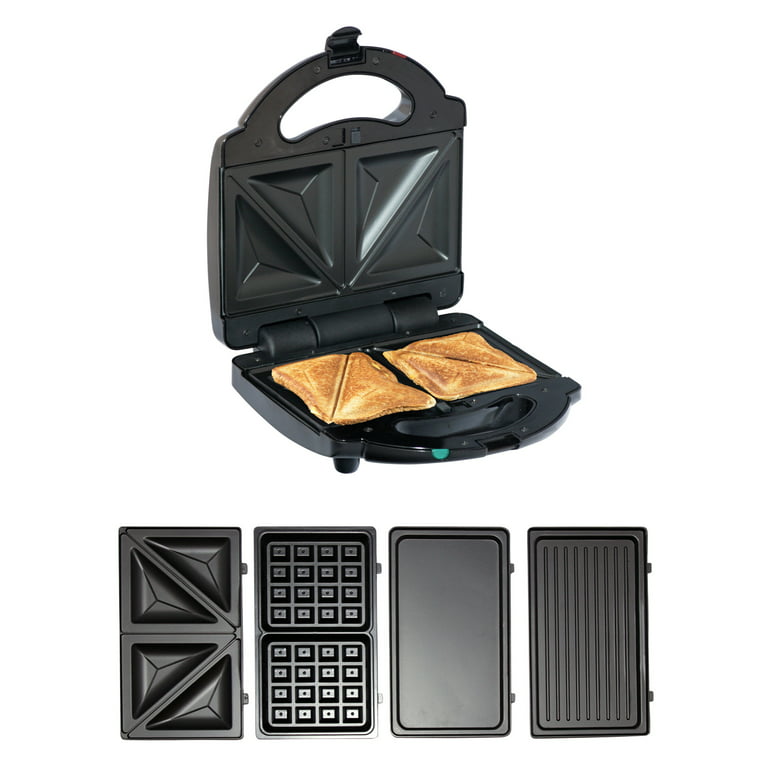 Total Chef 4-in-1 Waffle Maker, Indoor Sandwich Maker, Panini Press, Electric Griddle, Toaster, Removable Non-Stick Cast Plates, Perfect for Cheese, Breakfast, Omelets - Walmart.com