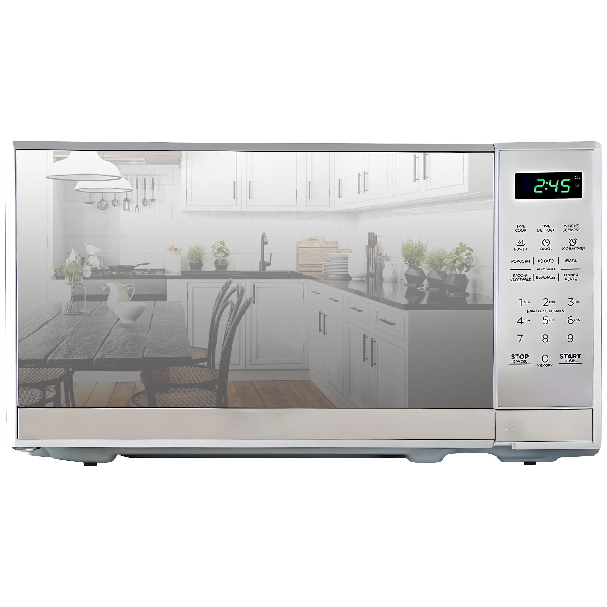 Compact Silver Stainless Steel Countertop Microwave Oven, 0.7 cu ft