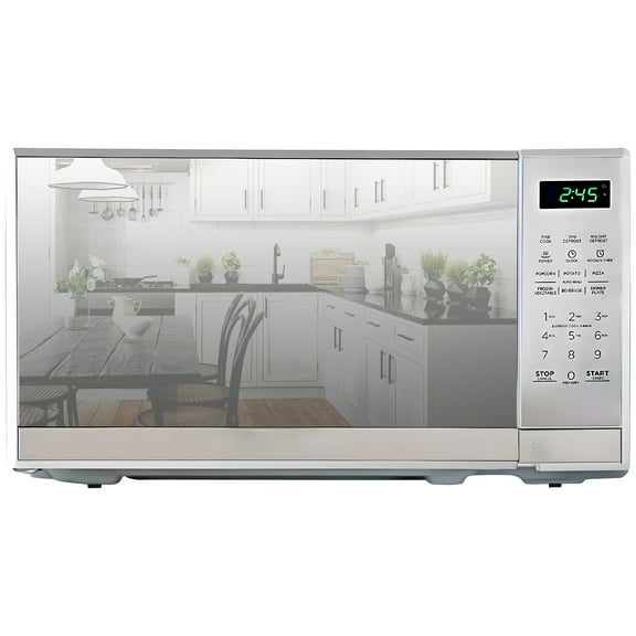 Total Chef Compact Countertop Microwave Oven, 700W, 0.7 Cubic Feet Capacity, Digital Touchscreen Controls, 6 Pre-Set Cooking Modes, Silver Stainless Steel