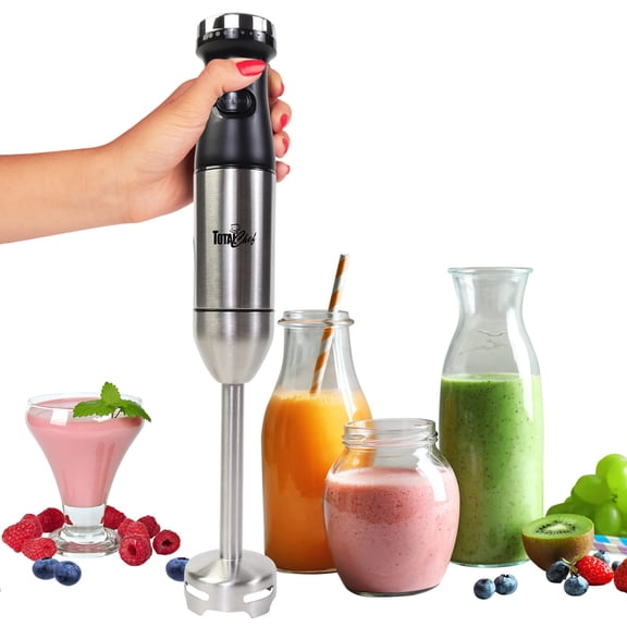 Total Chef Immersion Blender - Electric Handheld Stick Mixer with Stainless Steel Shaft, Variable Speed for Smoothies, Soups, Milkshakes, Baby Food, Puree, Batidora de Inmersin