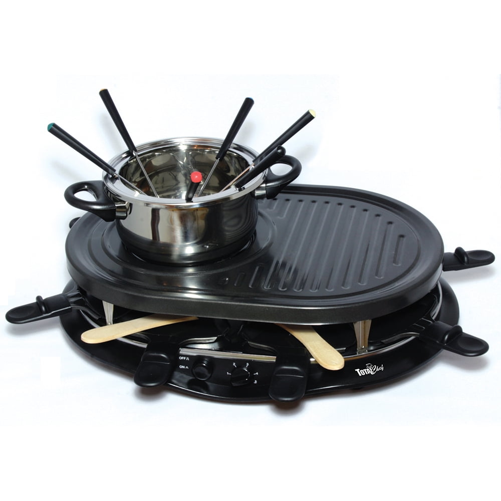 Raclette Fondue Kit 12 Personnes Gril Barbecue Table Électrique XXL