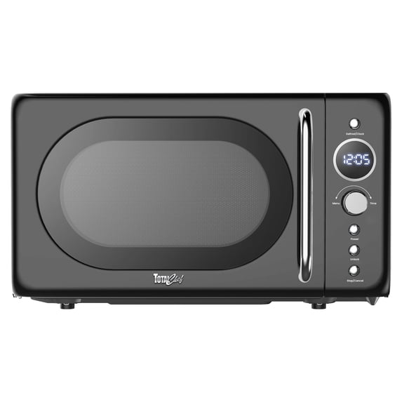Total Chef Retro Microwave Oven, 0.7 Cu Ft, 8 Pre-Sets, 700W, Black