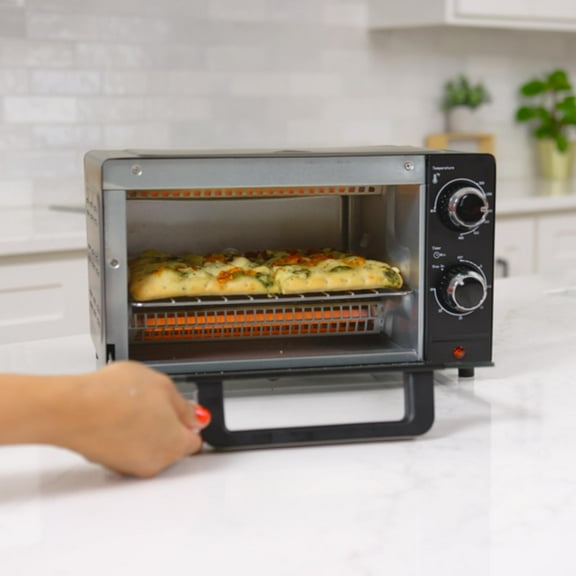 Total Chef Toaster Oven - 4 Slice Compact Conventional Kitchen Appliance for Toasting, Baking, Broiling, and Pizza