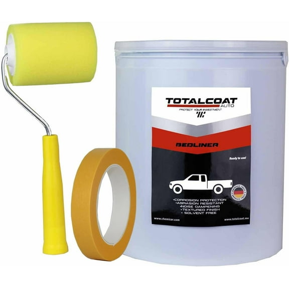 Total Coat Roll On Truck Bed Liner Paint; Heavy Duty Coating Protection for Box Trucks, Pickups, Cargo Vans (1 Gallon Kit, Green)