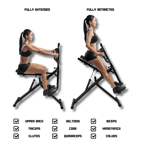 💪Total Crunch Power Rider: Home Gym Workout Machine for Cardio, Core, and Glutes - Ideal for Abdominal and Squat Exercises with a Horse Riding Motion