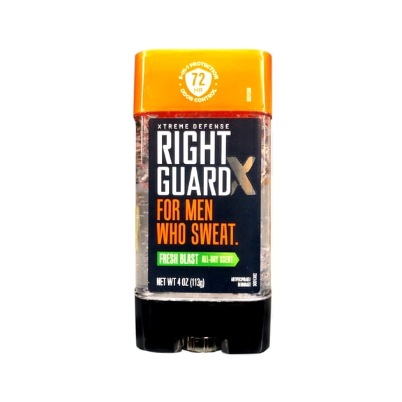 Right Guard Xtreme Defense Antiperspirant Deodorant for Men, Fresh Blast Scent, 72 Hour Protection, 4 oz