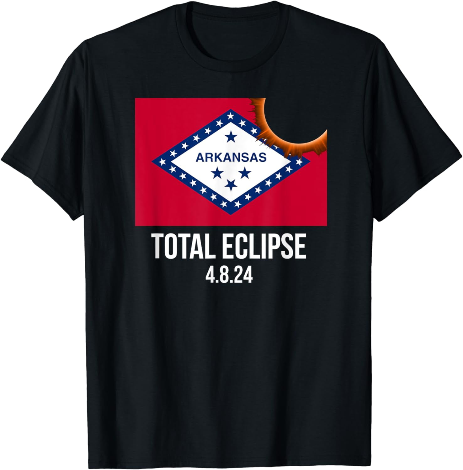 Total Eclipse Arkansas Flag 2024 Solar Eclipse for Groups Cotton T