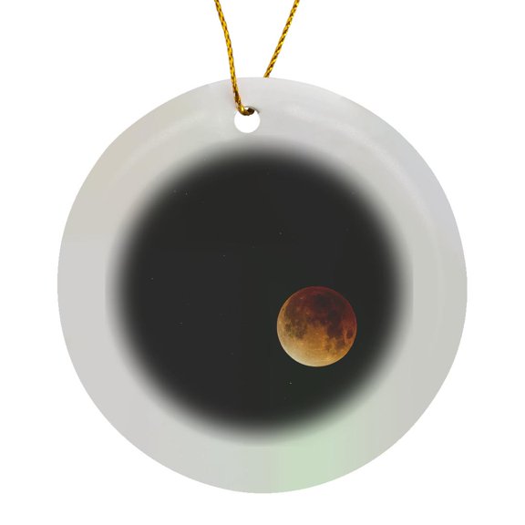 3drose, Total Eclipse of a Blue Moon in Yellowstone Np, Wyoming, Usa, Circle Porcelain Ornament