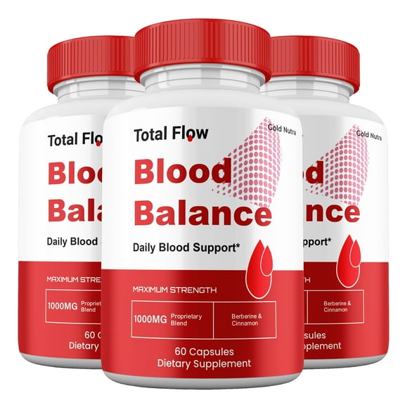 Total Flow Capsules, Blood Supplement Maximum Strength TotalFlow Pills, All Natural Glycogen, 30 Day Supply per Bottle (3 Pack)