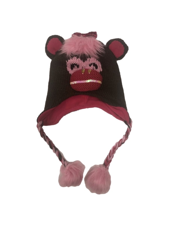 Trapper Girls Brown Monkey Trapper Hat Critter Beanie