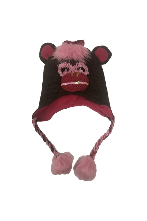 Trapper Girls Brown Monkey Trapper Hat Critter Beanie
