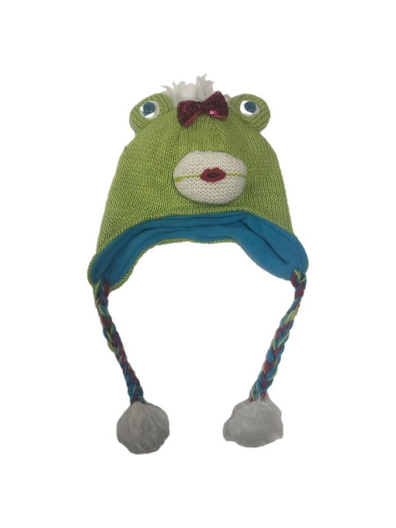 Trapper Girls Green Frog Trapper Hat Peruvian Critter Beanie