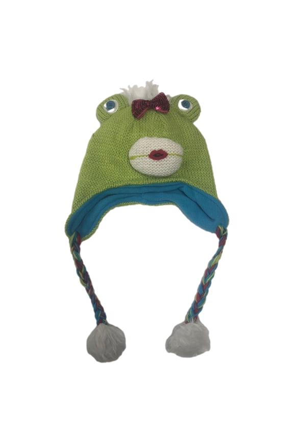 Trapper Girls Green Frog Trapper Hat Peruvian Critter Beanie