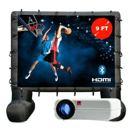 Total HomeFX - 1800 Outdoor Theater Kit with 108" Inflatable Screen - Black