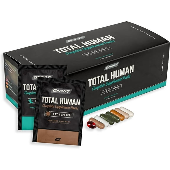 ONNIT Total Human Complete Supplement Packs, Day & Night Support, 30-Day Supply