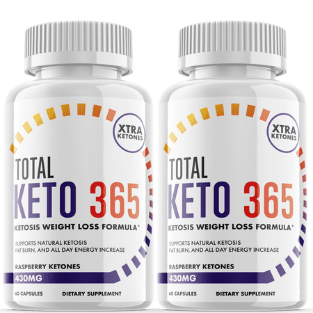 Total Keto 365 - Keto Supplement for Weight Loss - Energy & Focus Boosting Dietary Supplements for Weight Management & Metabolism - Advanced Fat Burn Raspberry Ketones Pills -120 Capsules (2 Pack)