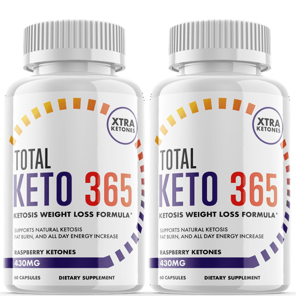 Total Keto 365 - Keto Supplement for Weight Loss - Energy & Focus Boosting Dietary Supplements for Weight Management & Metabolism - Advanced Fat Burn Raspberry Ketones Pills -120 Capsules (2 Pack)
