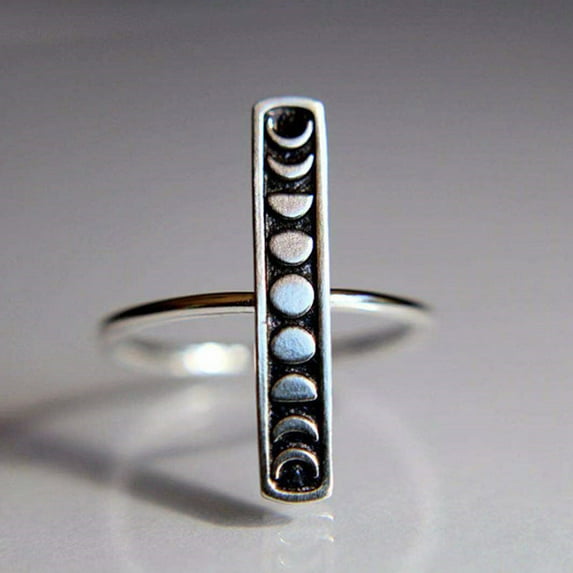 Womens Metal Alloy Ring Inlaid Gemstones Lunar Eclipse Design Silver Jewelry Jewelry European American Fashion