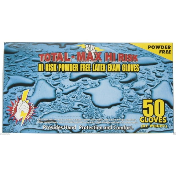 Total Max High Risk Latex Powder-Free Exam Gloves 15 mil X-Large, Case (10 BX/CS)