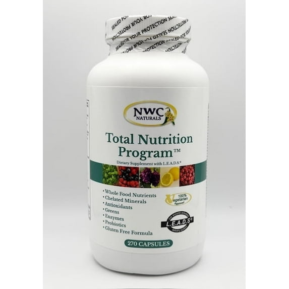 Total-Nutrition Program Multivitamin with Enzymes Plus Prebiotics and Probiotics Supplement, Complete Care for Men and Women, Vegetarian Natural Whole Food Vitamins, 270 Capsules by NWC Naturals
