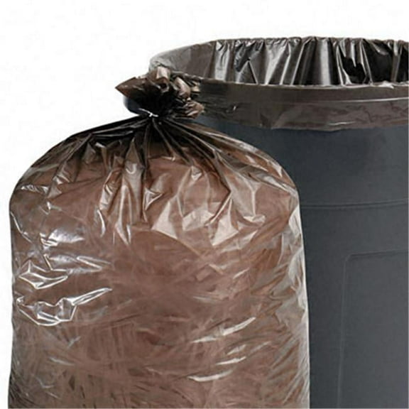 Total Recycled Content Trash Bags 56 gal 1.5mil 43 x 49 Brown 100/Carton