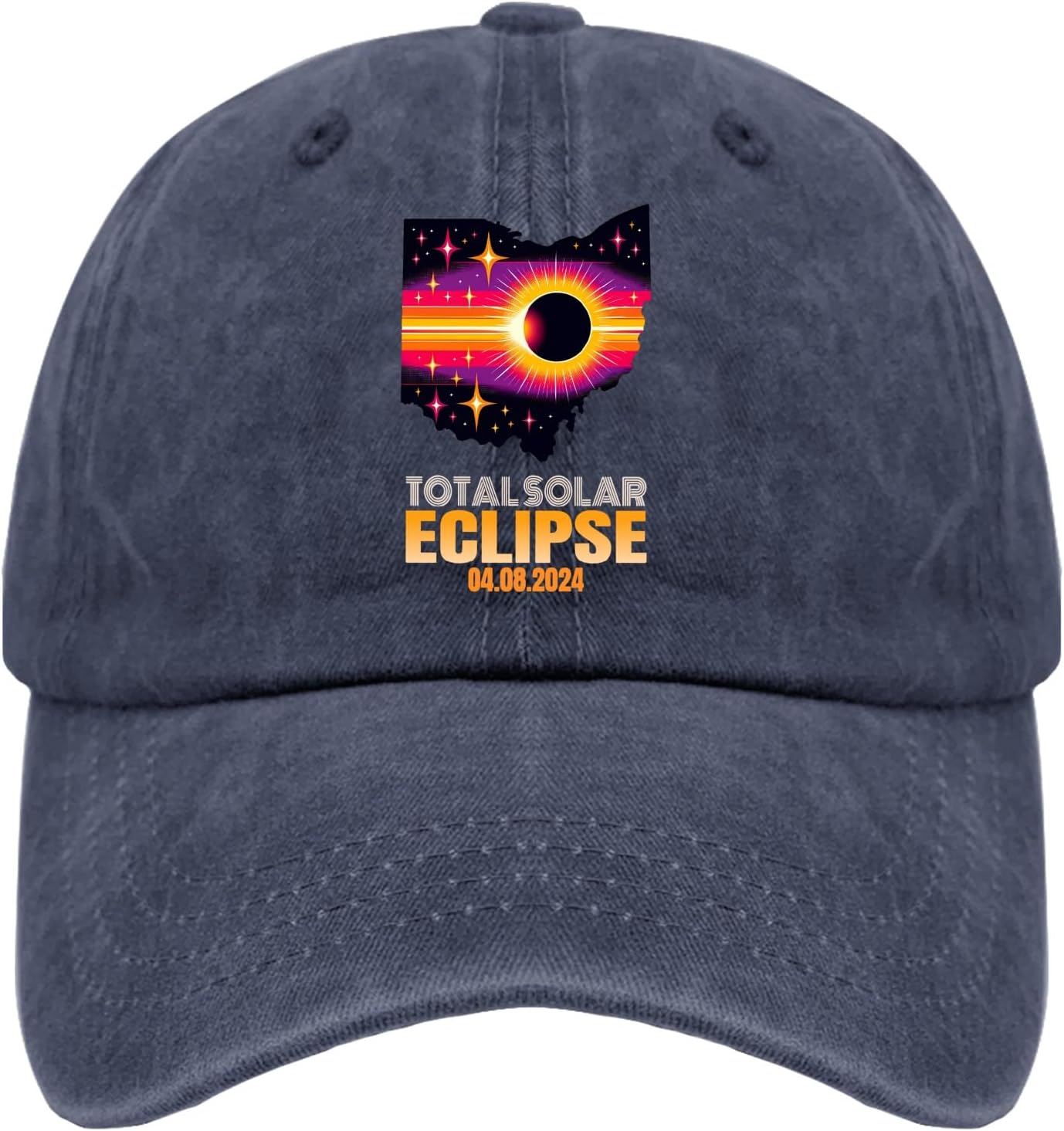 Total Solar Eclipse 04.08.2024 Cap Ohio Vintage Cotton Washed Baseball