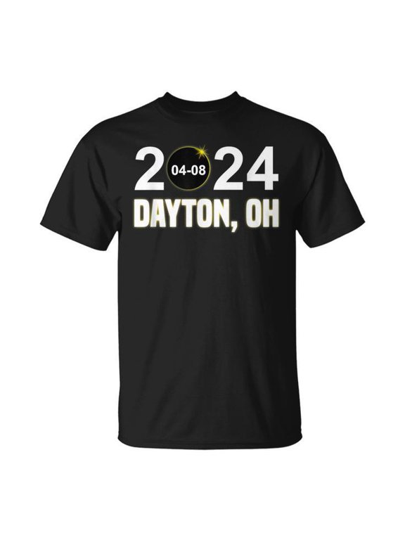 Total Solar Eclipse 04082024 Dayton Ohio Graphic Tee for Unisex Adults Cotton T-Shirt for Viewing Events and Space Enthusiasts, Size S, Color Black