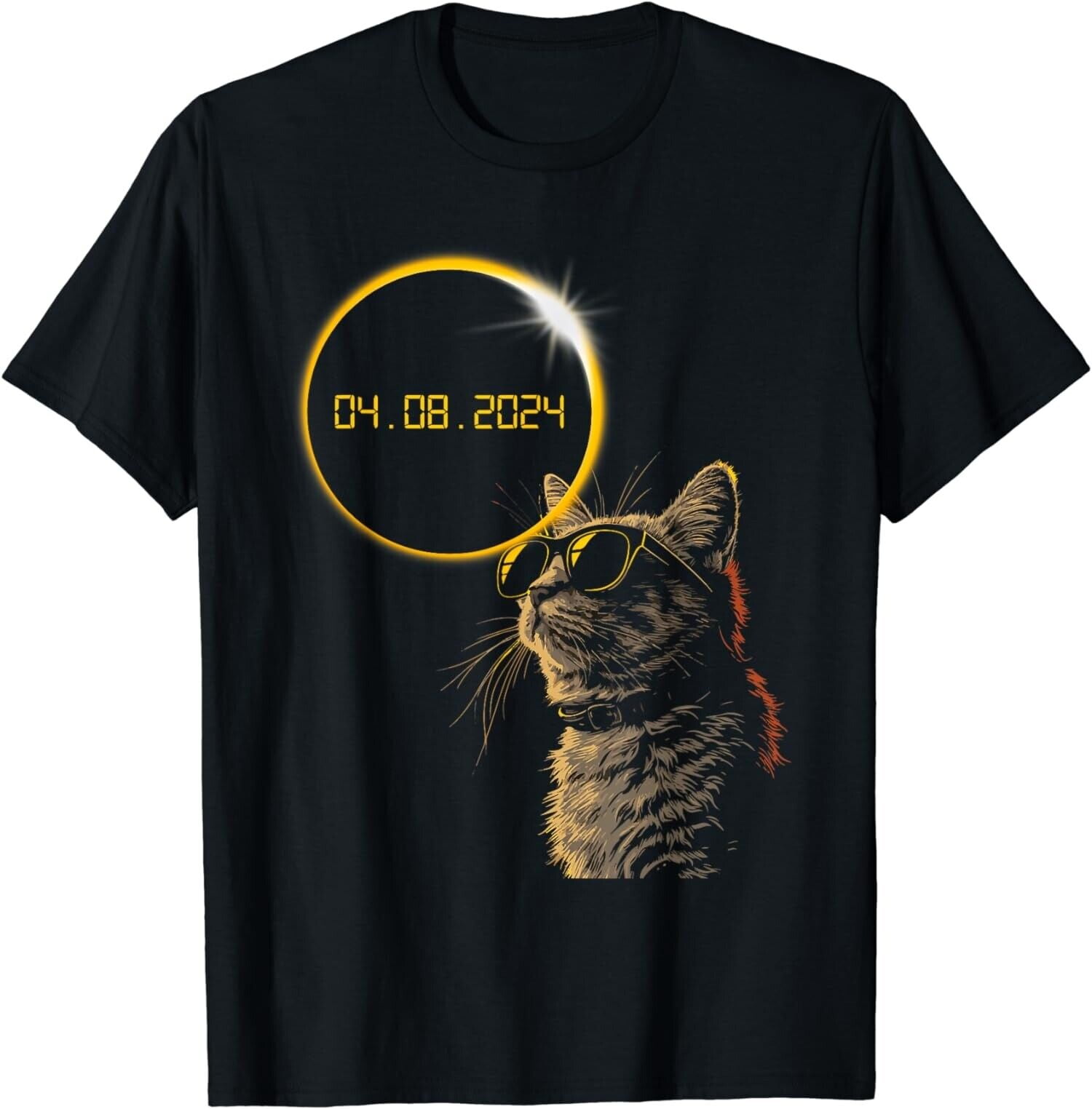 Total Solar Eclipse 2025 Cat Wearing Solar Eclipse Unisex TShirt